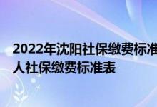 2022年沈阳社保缴费标准基数及比例一览表 沈阳2022年个人社保缴费标准表 