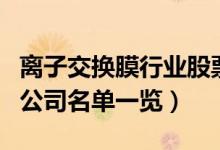 离子交换膜行业股票有哪些（离子交换膜上市公司名单一览）