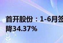 首开股份：1-6月签约金额434.86亿元同比下降34.37%