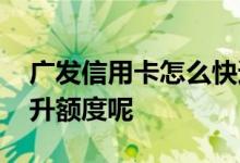 广发信用卡怎么快速升额度 广发信用卡怎么升额度呢