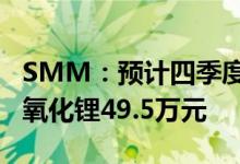 SMM：预计四季度碳酸锂报价突破51万元氢氧化锂49.5万元