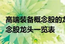 高端装备概念股的龙头股都有哪些高端装备概念股龙头一览表