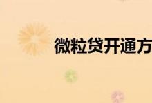微粒贷开通方法（微粒贷开通）
