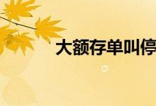 大额存单叫停了吗（大额网贷）