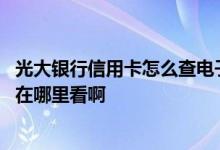 光大银行信用卡怎么查电子账单 光大银行信用卡的电子账单在哪里看啊