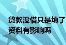 贷款没借只是填了资料 申请了贷款没借填了资料有影响吗