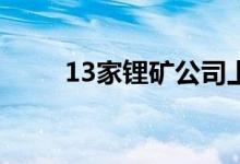 13家锂矿公司上半年业绩大幅预增