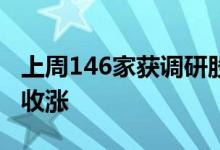 上周146家获调研股跌多涨少约四成上周股价收涨