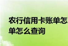 农行信用卡账单怎么查询密码 农行信用卡账单怎么查询