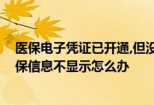 医保电子凭证已开通,但没有参保记录 武汉医保电子凭证参保信息不显示怎么办 