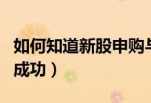 如何知道新股申购与中签（如何知道新股申购成功）