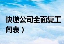 快递公司全面复工（主要寄递企业恢复运营时间表）