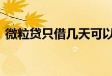 微粒贷只借几天可以吗 贷款只借几天可以吗