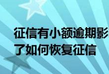 征信有小额逾期影响按揭房吗 小额贷款逾期了如何恢复征信