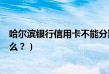 哈尔滨银行信用卡不能分期？（哈尔滨银行信用卡不能透支么？）
