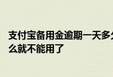 支付宝备用金逾期一天多久能使用 支付宝备用金逾期一天怎么就不能用了