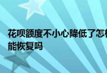 花呗额度不小心降低了怎样恢复 花呗额度无故下降第二个月能恢复吗