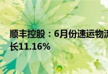 顺丰控股：6月份速运物流业务营业收入161.25亿元同比增长11.16%