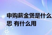 申购薪金煲是什么意思 申购薪金煲是什么意思 有什么用