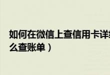 如何在微信上查信用卡详细账单（广州银行信用卡微信上怎么查账单）