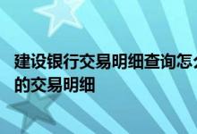 建设银行交易明细查询怎么导出来 建设银行：如何查询账户的交易明细