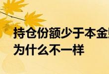 持仓份额少于本金赎回 持仓金额和赎回金额为什么不一样