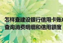 怎样查建设银行信用卡账单日 建设银行信用卡非账单日如何查询消费明细和信用额度