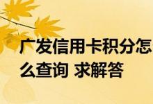 广发信用卡积分怎么查询 广发信用卡积分怎么查询 求解答