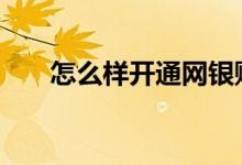 怎么样开通网银账户 怎么样开通网银
