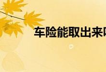 车险能取出来吗 车险能取出来吗