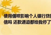 使用借呗影响个人银行贷款额度吗 请问借呗影响银行贷款征信吗 还款通道都给我停了 太着急了！有人回答吗