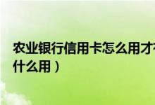 农业银行信用卡怎么用才有积分（农业银行信用卡的积分有什么用）