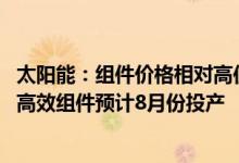 太阳能：组件价格相对高位给电站成本带来一定挑战1.5GW高效组件预计8月份投产