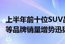 上半年前十位SUV品牌销量排名出炉ModelY等品牌销量增势迅猛