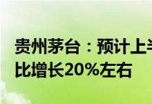 贵州茅台：预计上半年净利润297亿元左右同比增长20%左右