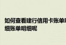 如何查看建行信用卡账单明细 怎么查询建行信用卡消费的详细账单明细呢
