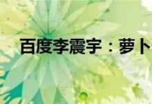 百度李震宇：萝卜快跑订单量超过100万