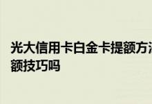 光大信用卡白金卡提额方法 请问光大信用卡白金卡有什么提额技巧吗