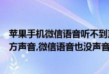 苹果手机微信语音听不到声音了怎么办（苹果手机听不到对方声音,微信语音也没声音怎么办）