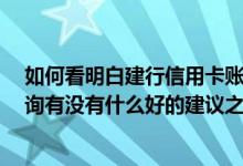 如何看明白建行信用卡账单 建行的信用卡 请问关于账单查询有没有什么好的建议之类的