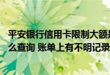 平安银行信用卡限制大额是多少 天津平安银行信用卡账单怎么查询 账单上有不明记录