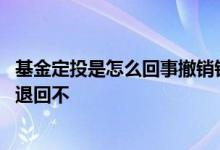 基金定投是怎么回事撤销钱退回吗 基金取消定投可以把本金退回不