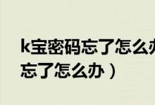 k宝密码忘了怎么办手机可以改吗（k宝密码忘了怎么办）