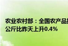 农业农村部：全国农产品批发市场猪肉平均价格为30.05元/公斤比昨天上升0.4%