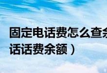 固定电话费怎么查余额（网上如何查询固定电话话费余额）