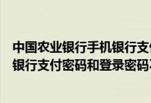 中国农业银行手机银行支付密码是什么（中国农业银行手机银行支付密码和登录密码不同吗）