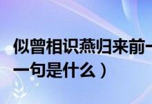 似曾相识燕归来前一句是（似曾相识燕归来前一句是什么）