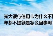 光大银行信用卡为什么不提额度 请问光大银行信用卡用了一年都不提额是怎么回事啊