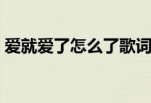 爱就爱了怎么了歌词（爱怎么了断歌词全文）