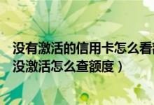 没有激活的信用卡怎么看额度（广州银行信用卡还没收到卡没激活怎么查额度）